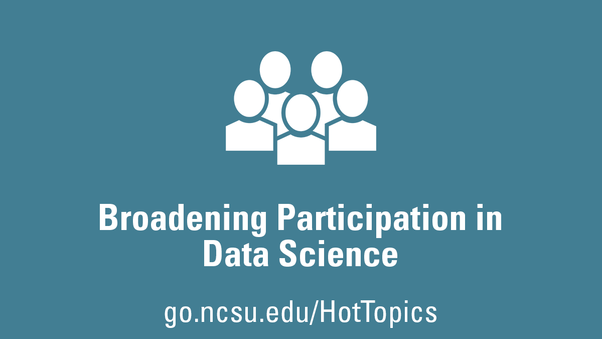 Aqua blue banner with a group icon and text "Broadening Participation in Data Science"