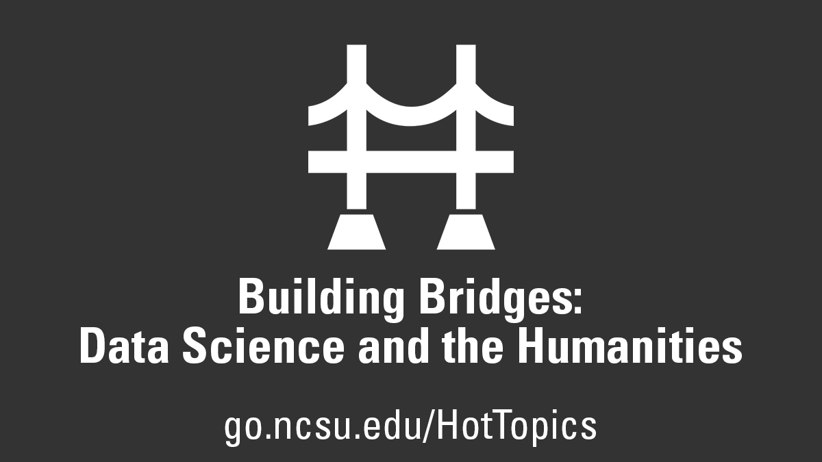 Charcoal gray banner with a bridge icon and text "Building Bridges: Data Science and the Humanities"