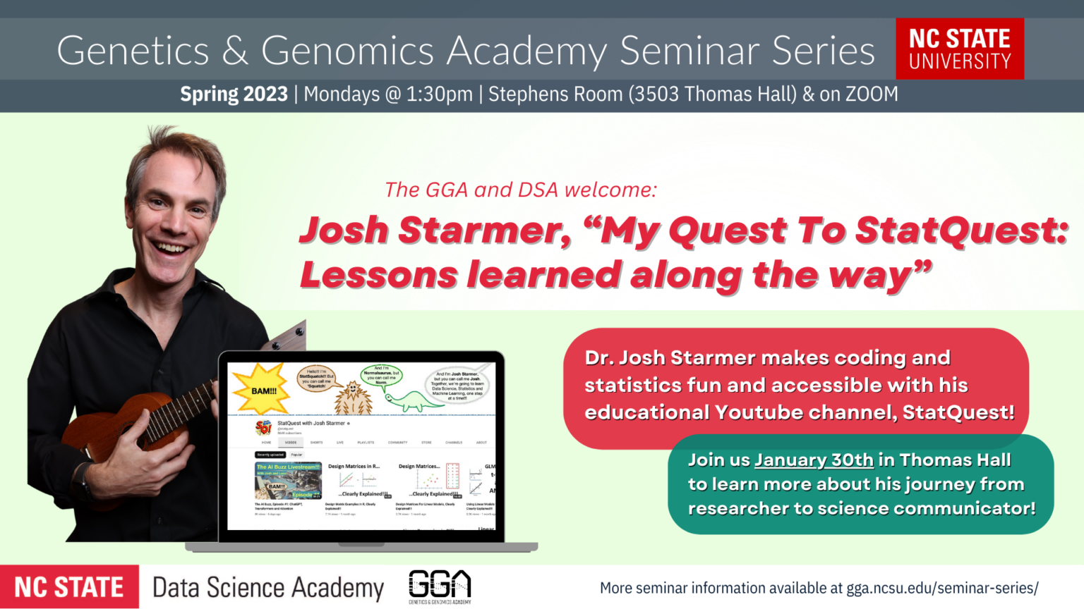 GGA Seminar Series: Dr. Josh Starmer, StatQuest - NC State Data Science ...