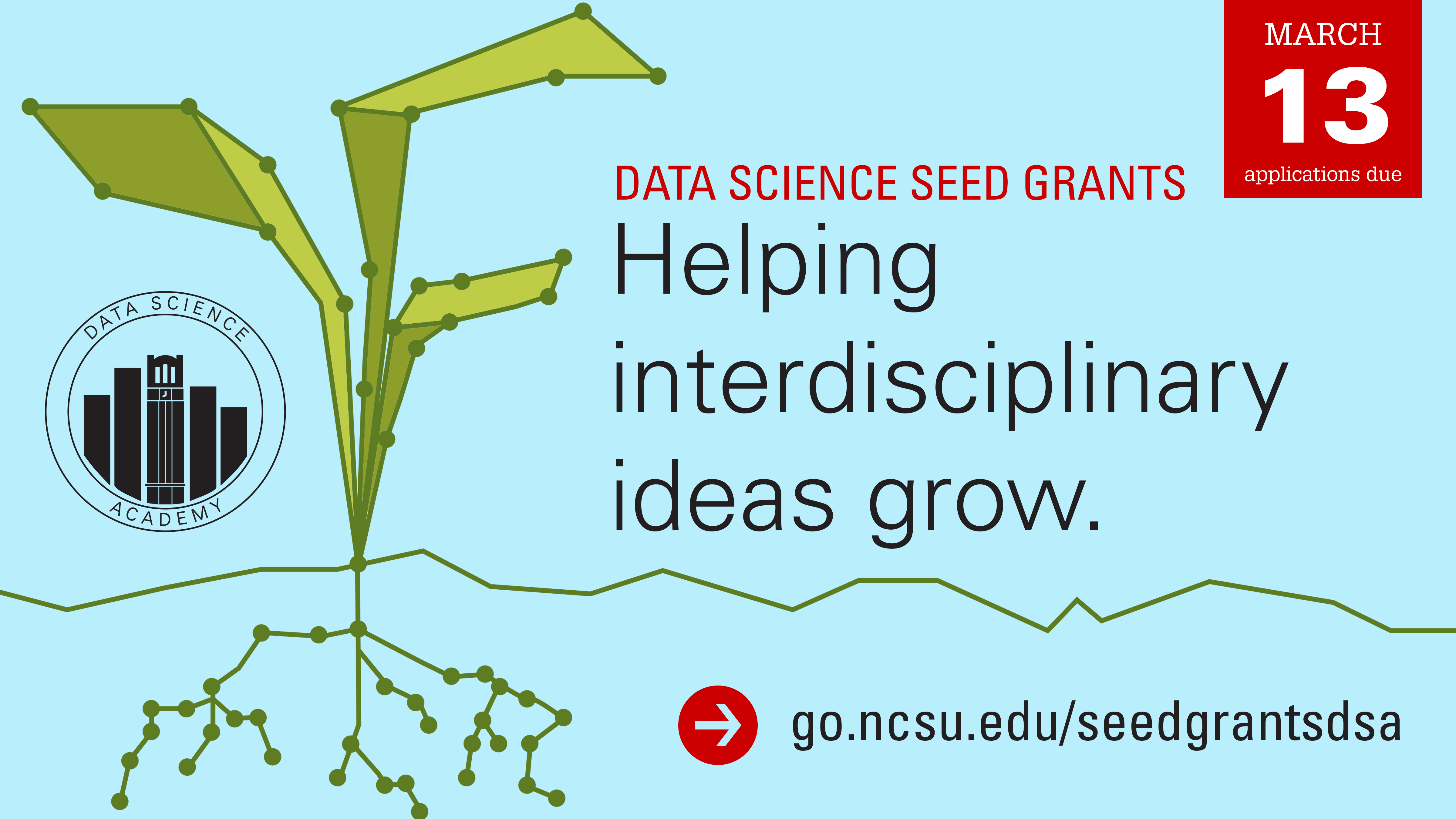 Helping interdisciplinary ideas growing. Data points forming a plant formation.